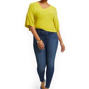 MYA CURVY HIGH-WAISTED SCULPTING NO GAP SUPER-SKINNY ANKLE JEANS MOONLIGHT BLUE